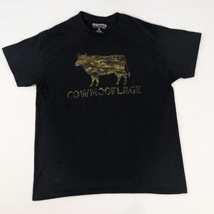 Farm Fed Clothing Short-Sleeve Black Cowmooflage Size Large